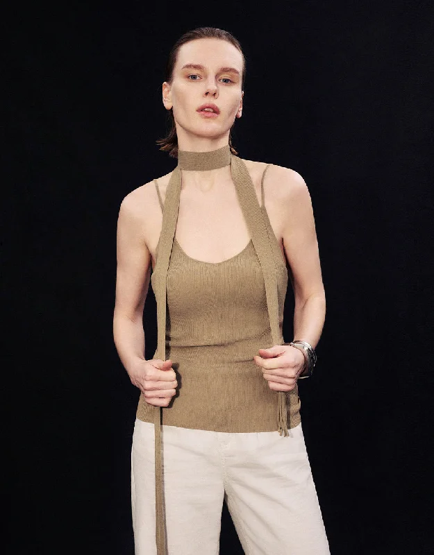 Skinny Crew Neck Knitted Tank Top mint tank top