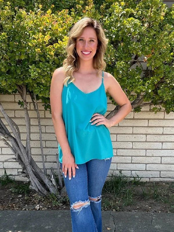 Turquoise Beauty Scalloped Cami Tank Top cropped tank top